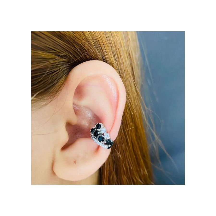 Piercing Fake Zircônia Prata Preto 