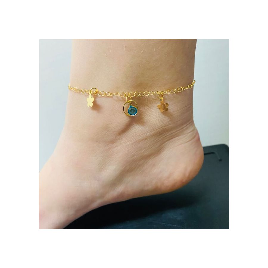 Tornozeleira Folheada a Ouro 18K Flor 
