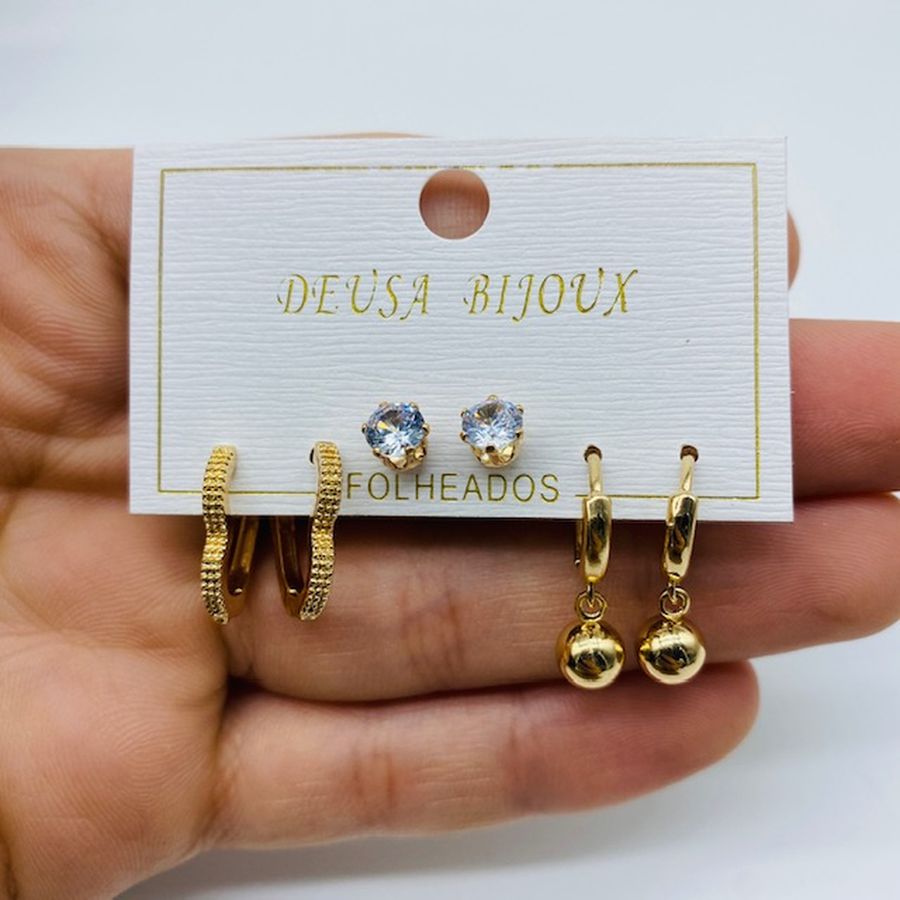 Kit De Brincos Esfera Dourado 