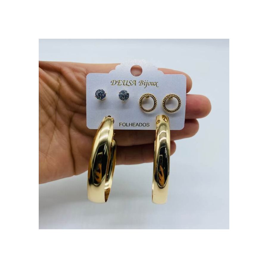 Kit De Brincos Aro Dourado 