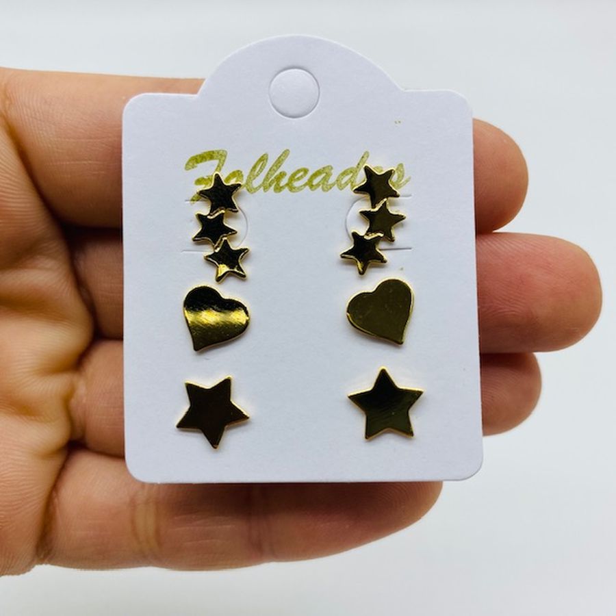 Kit De Brincos Folheados a Ouro Estrela 