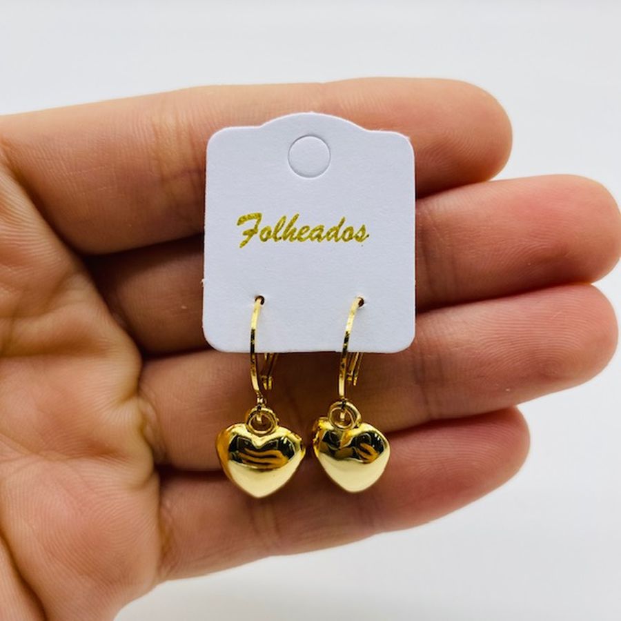 Mini Argola Folheada a Ouro Coração 