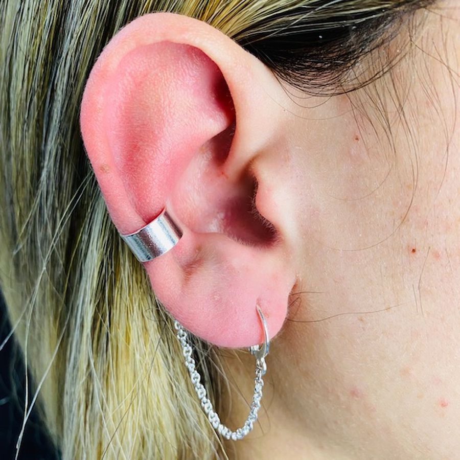 Piercing Fake Com Argola (Uma Unidade) Folheado a Prata 925 