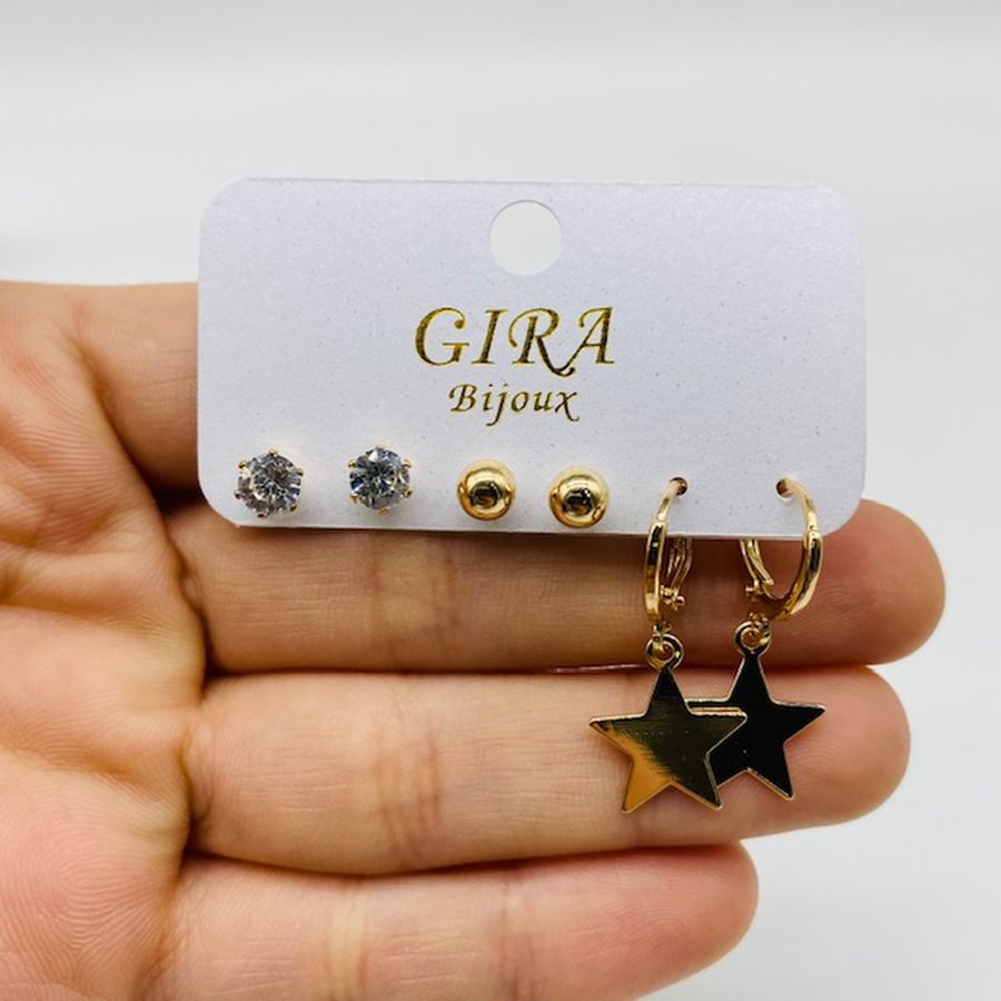 Kit De Brincos Estrela Dourado 