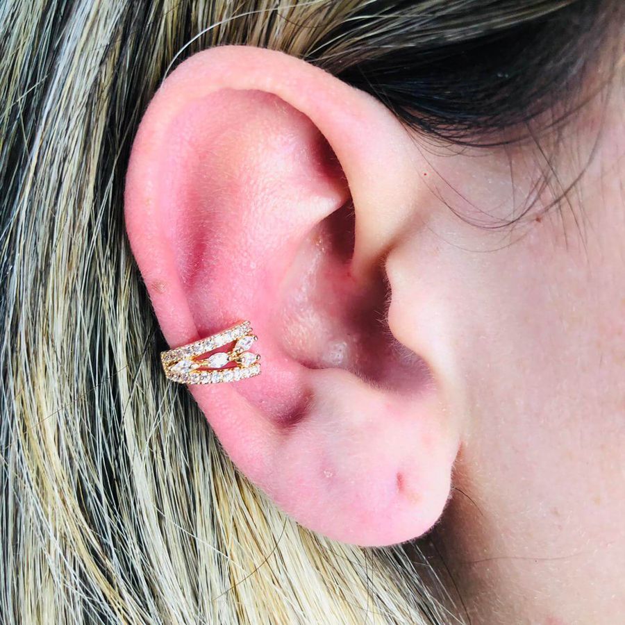 Piercing Fake (Duas Unidades) Zircônia Dourado 