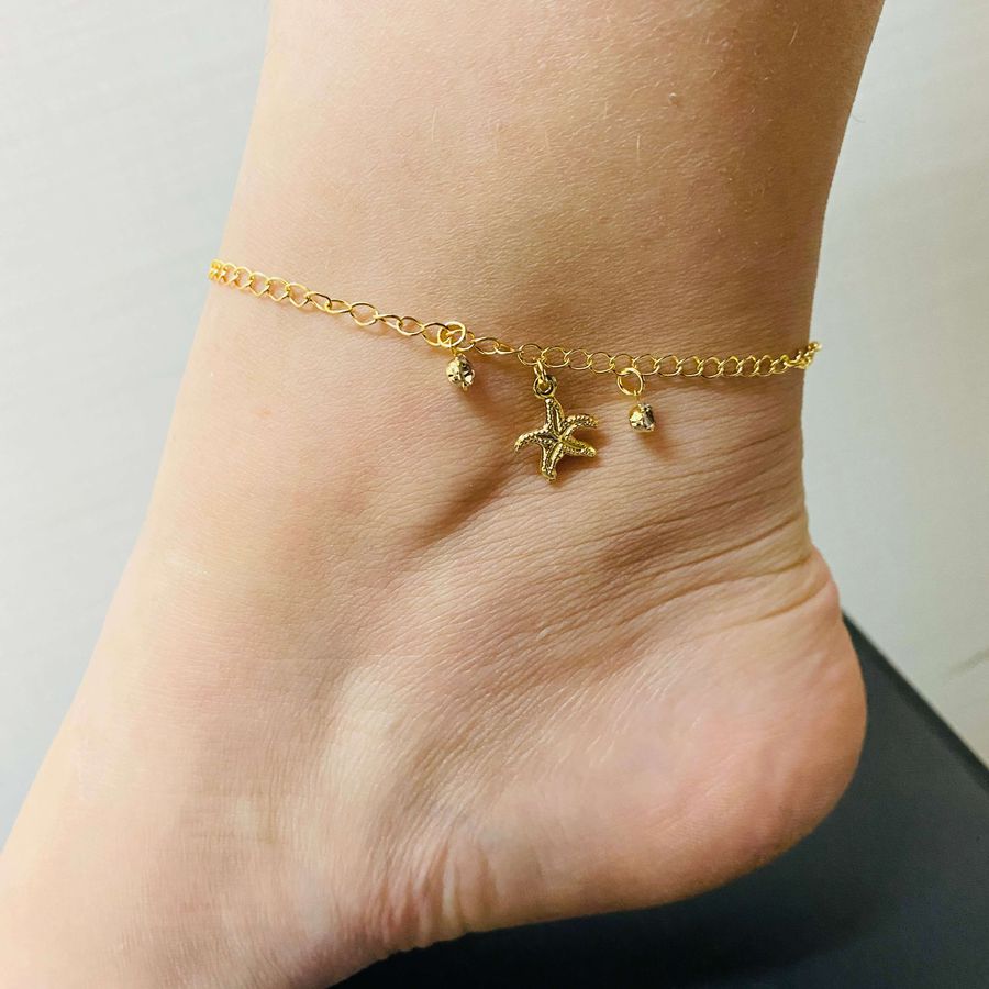 Tornozeleira Folheada a Ouro 18K Estrela Do Mar 