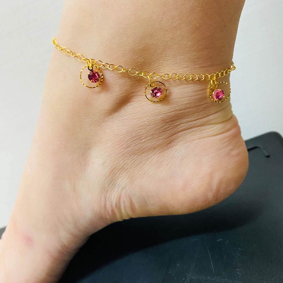 Tornozeleira Folheada a Ouro 18K Rosa 