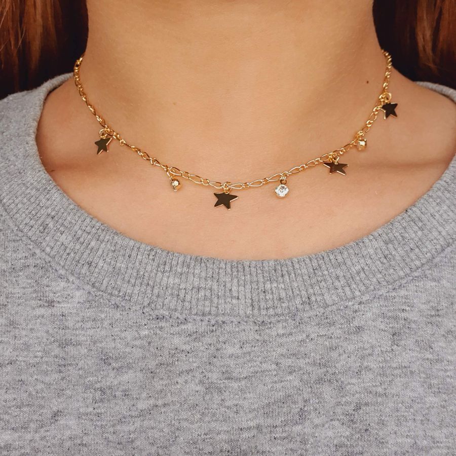Colar Folheado a Ouro 18K Estrelas 