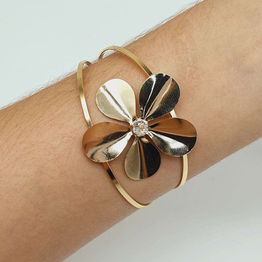 Bracelete Folheado a Ouro 18K Flor