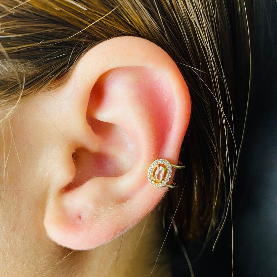 Piercing Fake (Uma Unidade) Oval Dourado