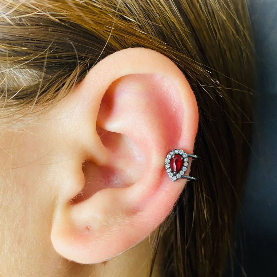 Piercing Fake (Uma Unidade) Gota Grafite vermelho