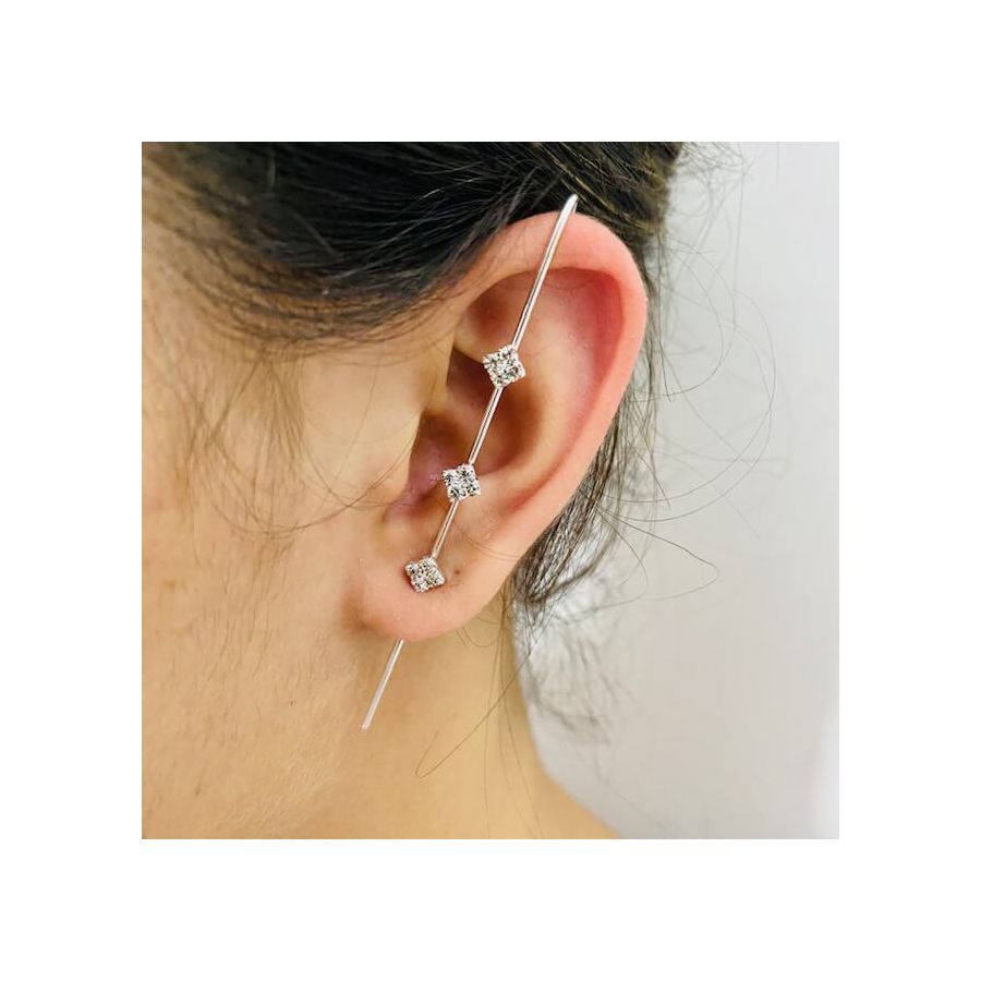 Piercing Fake Transversal Folheado A Prata 925 Mini Flor 
