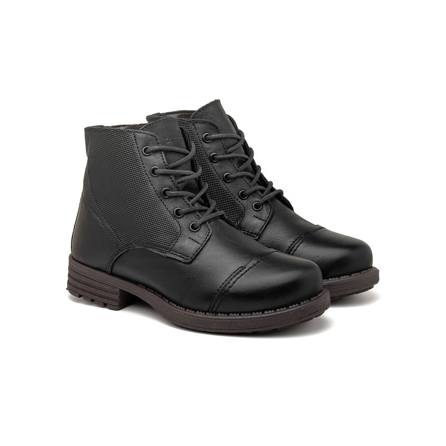 Bota Infantil Saara em Couro - Preto E L