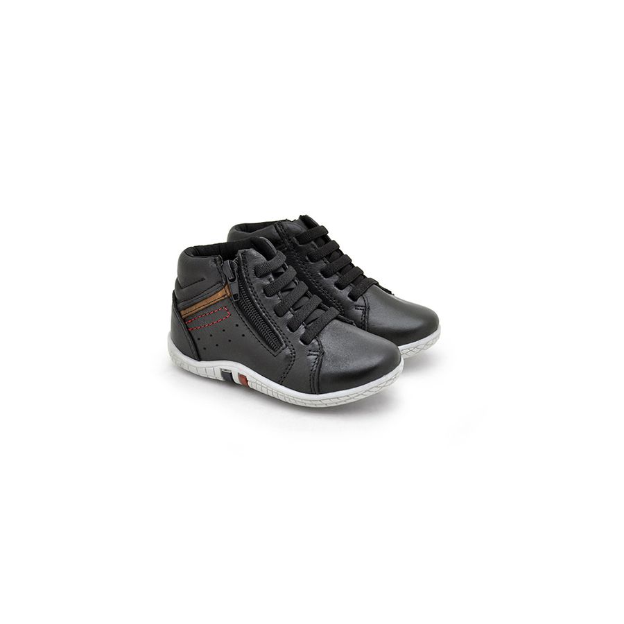 Sapatenis Cayn Babie em Couro - Preto