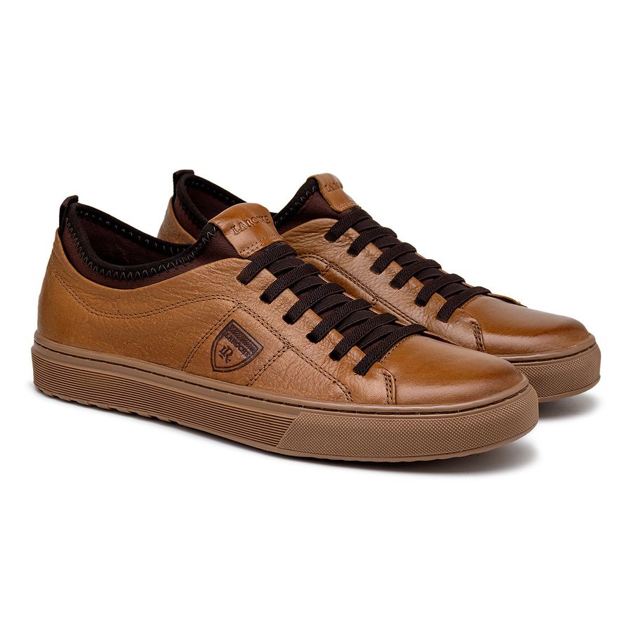 Sapatenis Casual Connect em Couro- Conhaque E L