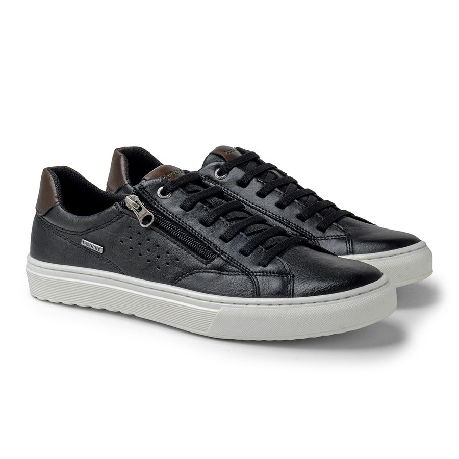 Sapatenis Casual Connect em Couro - Preto