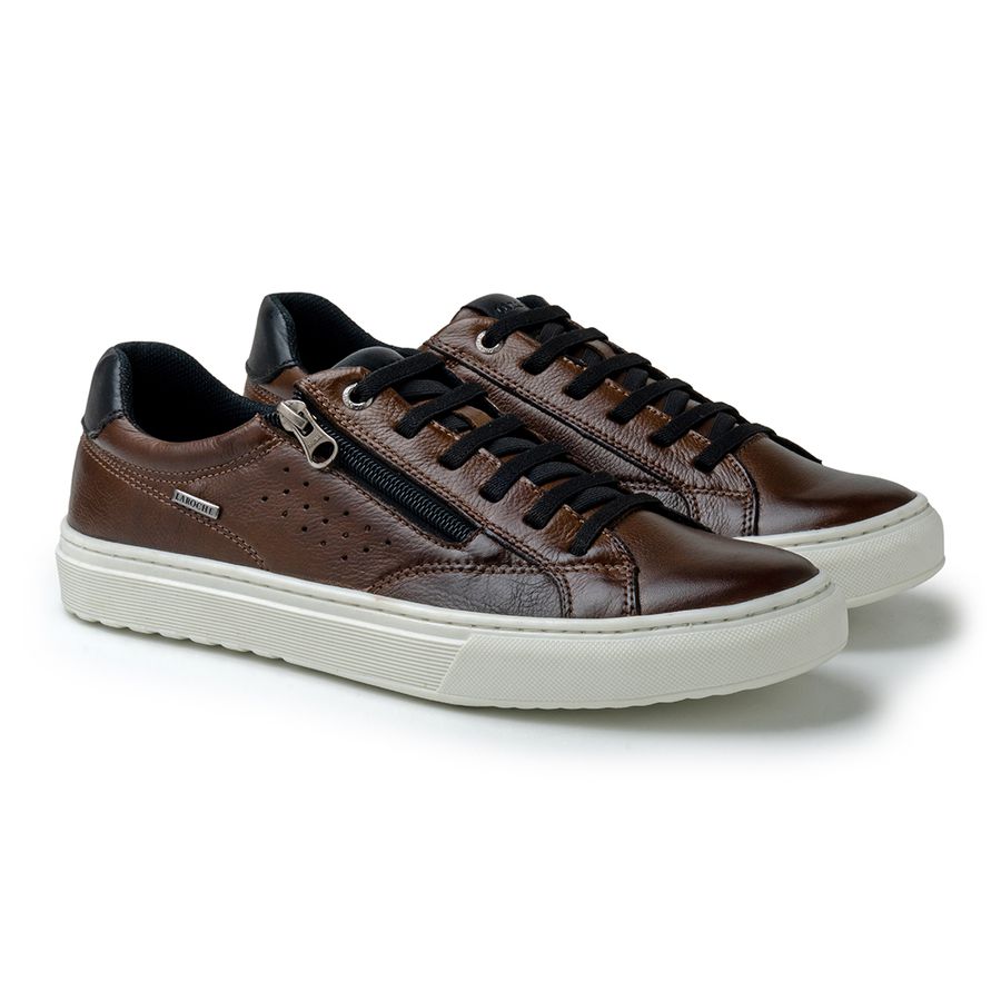 Sapatenis Casual Connect em Couro - Chocolate