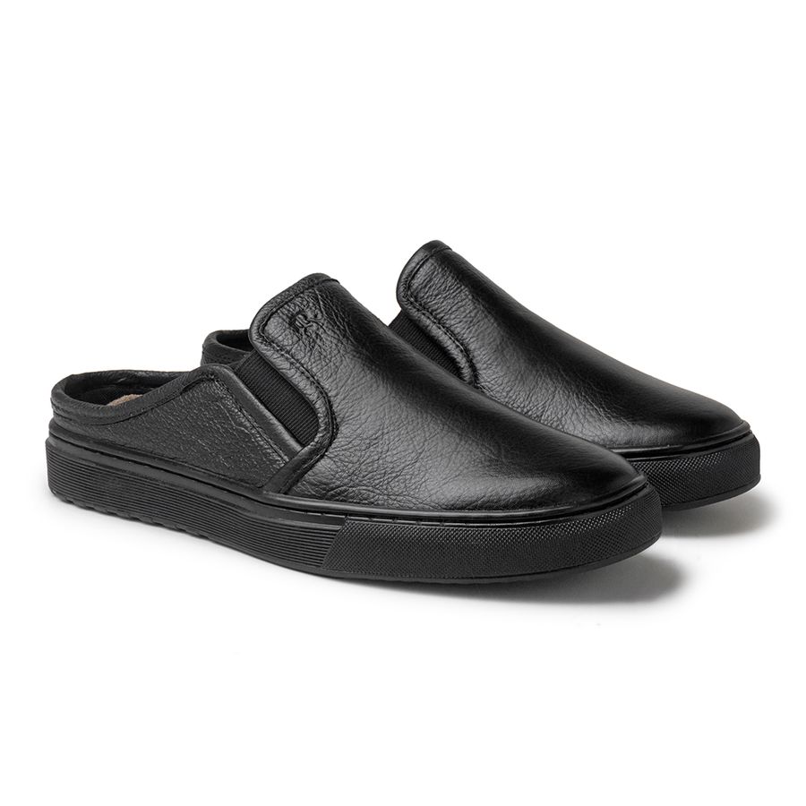 Mule Masculino Connect em Couro - Preto