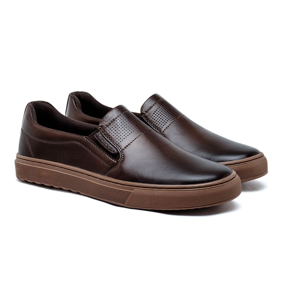 Slip On Masculino Laroche Connect em Couro - Café