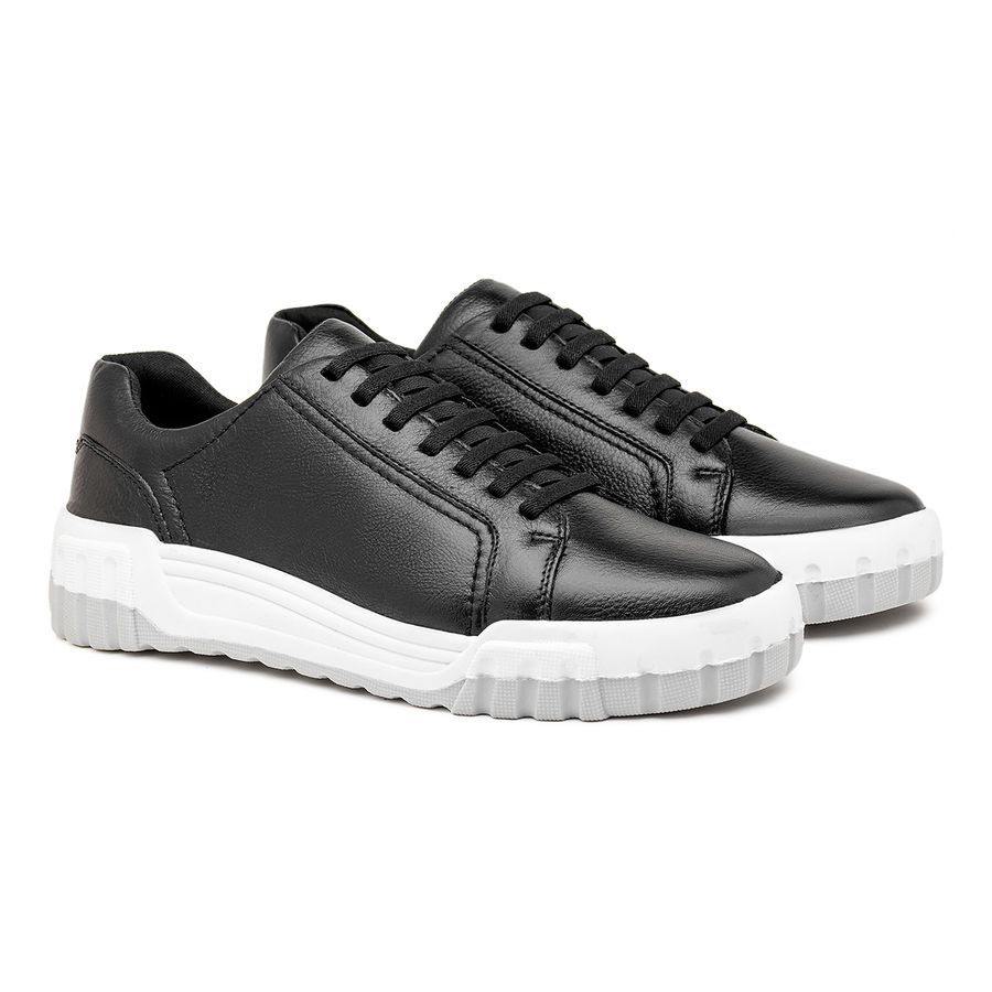 Sapatenis Casual Daytona em Couro - Preto