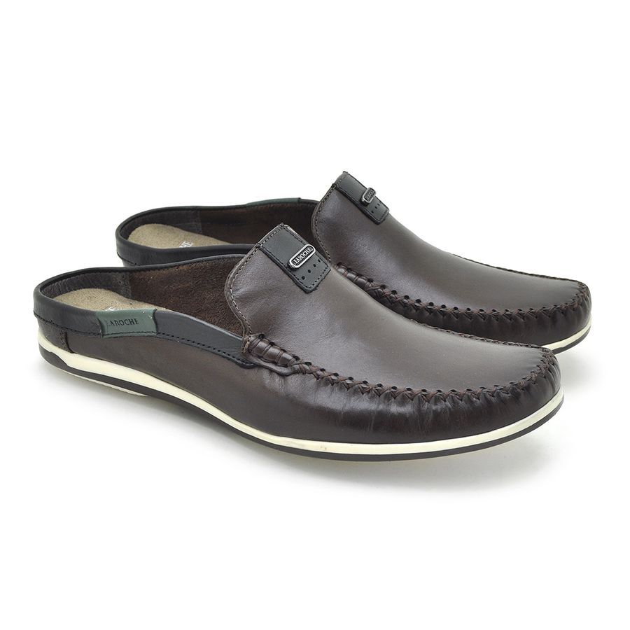 Mule Masculino Dumont em Couro - Café