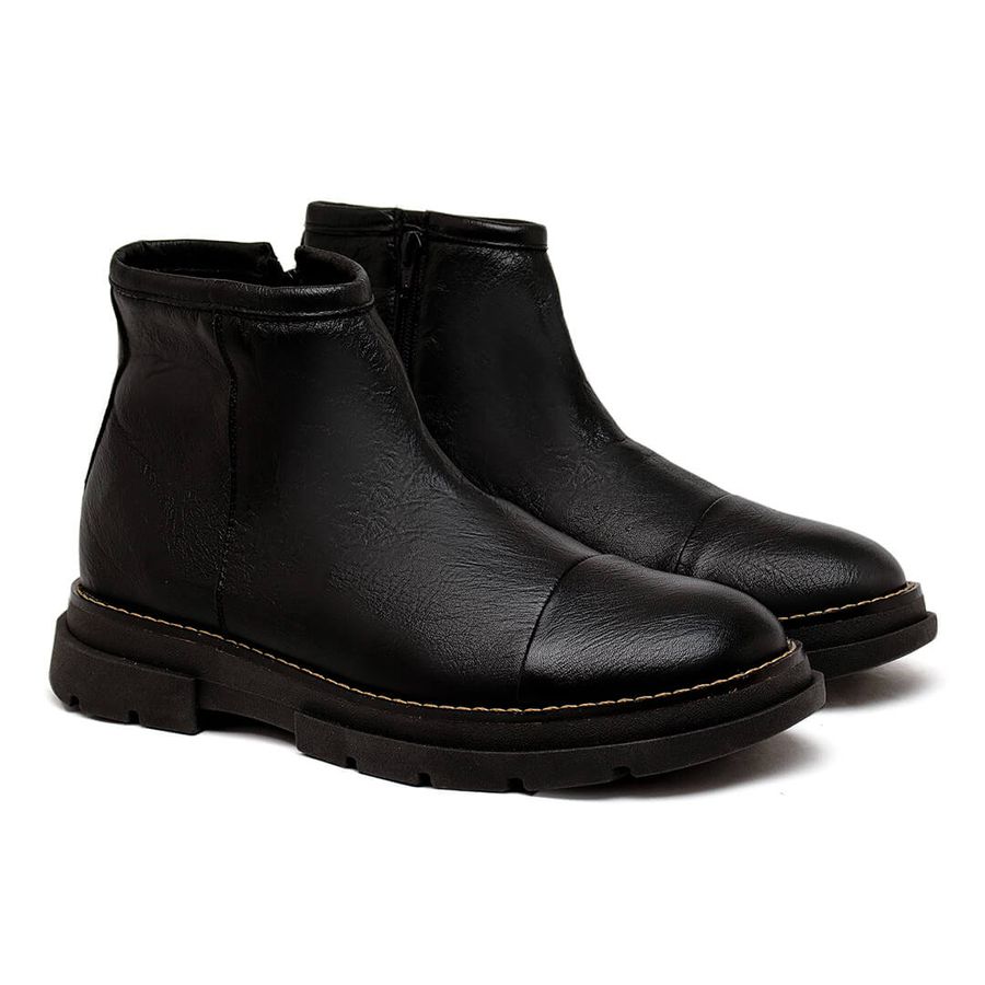 Bota Chelsea Everest em Couro - Preto