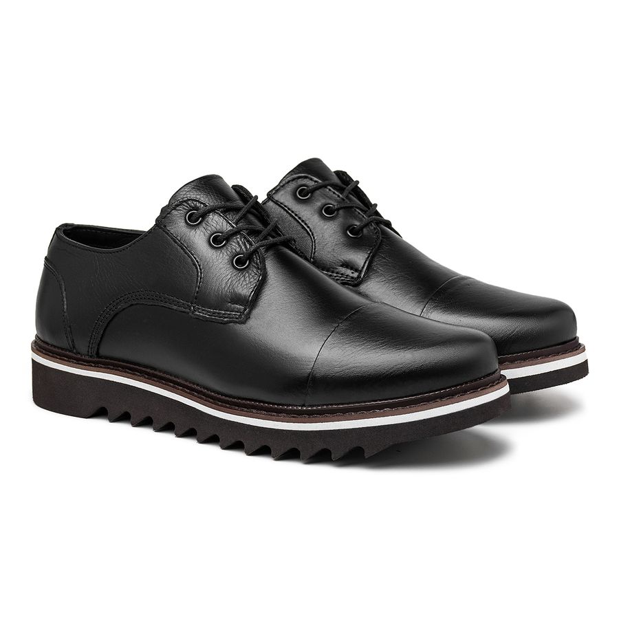 Sapato Casual Java Em Couro - Preto E L