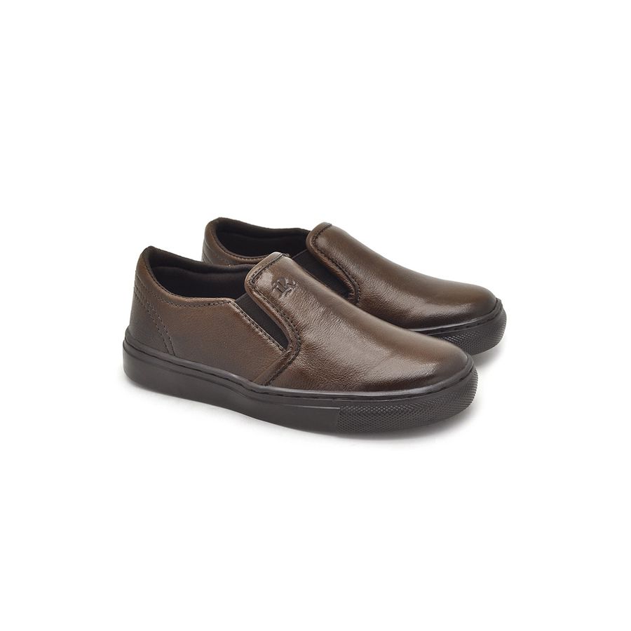 Slip On Yate Infantil Stratus em Couro Marrom 