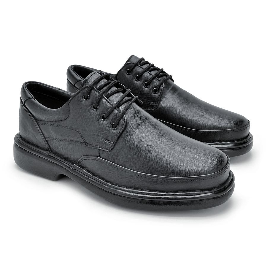 Sapato Comfort Lisboa em Couro - Preto