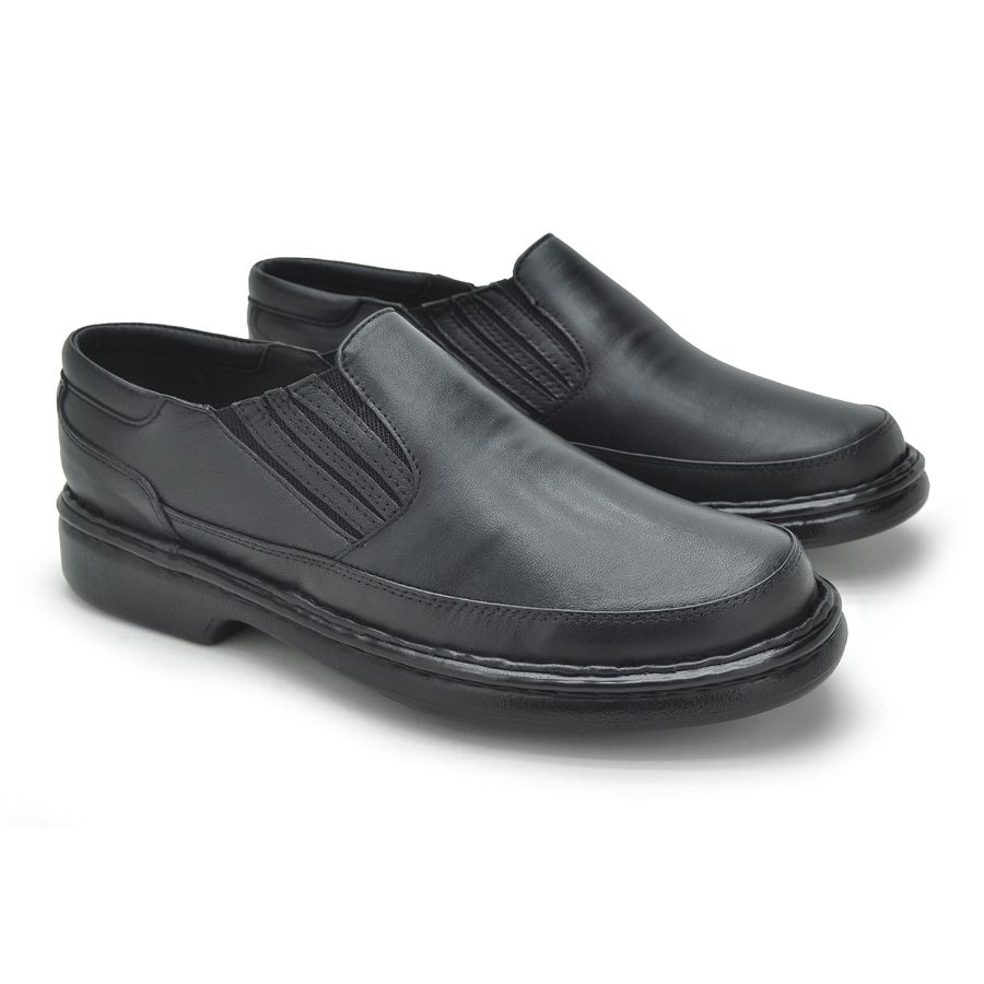 Sapato Comfort Lisboa em Couro - Preto