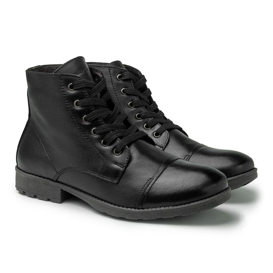 Bota Saara Retro em Couro - Preto