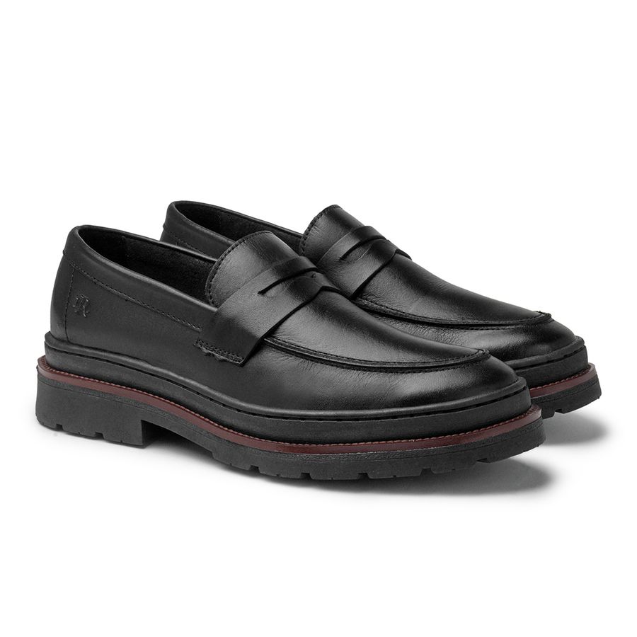 Mocassim Loafer Masculino Londres em Couro - Preto