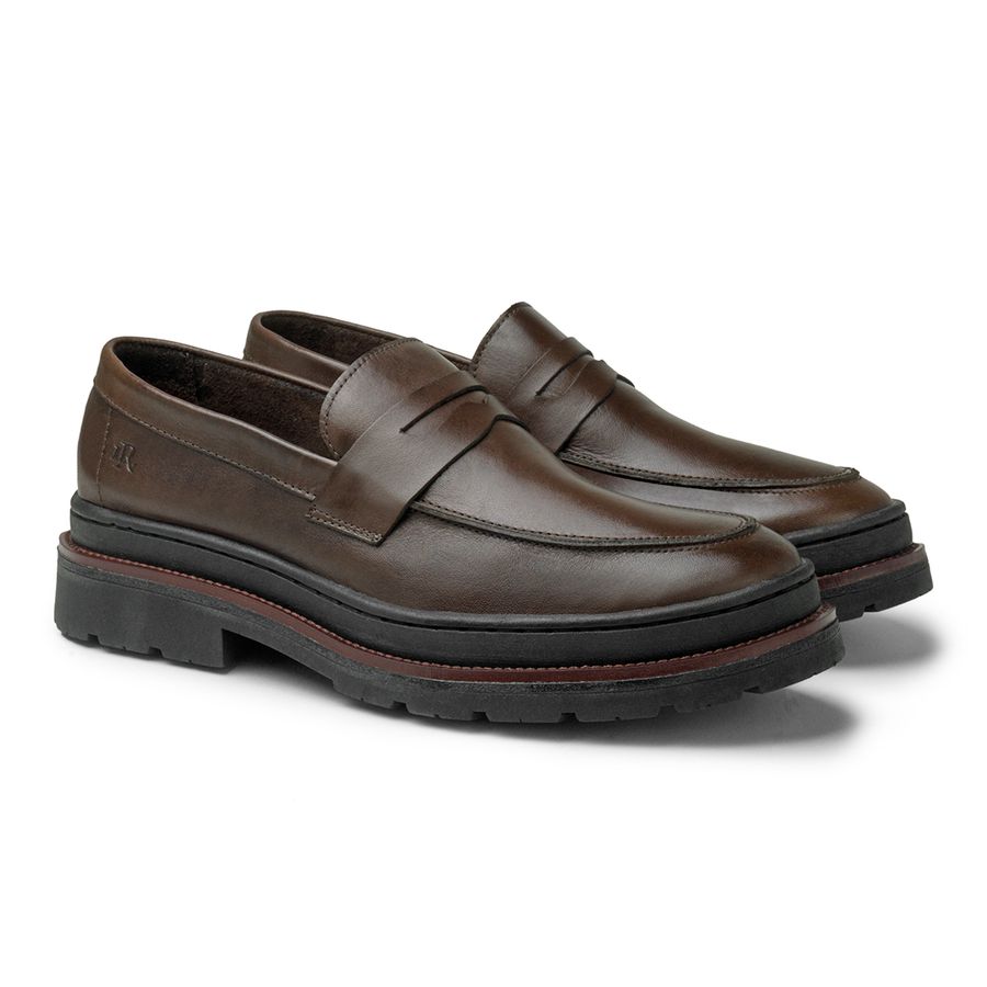 Mocassim Loafer Masculino Londres em Couro - Café