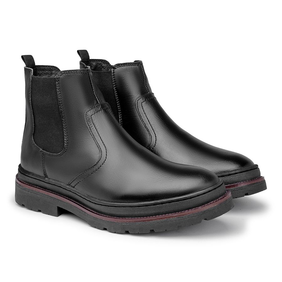 Bota Chelsea Londres em Couro - Preto