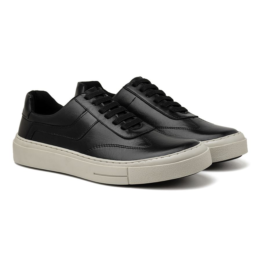Sapatenis Casual Seul em Couro - Preto