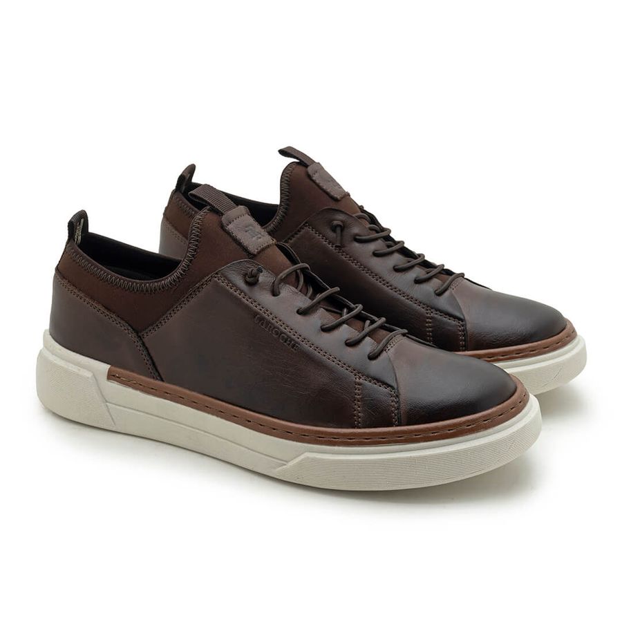 Sapatenis Casual Masculino Titanium em Couro - Café