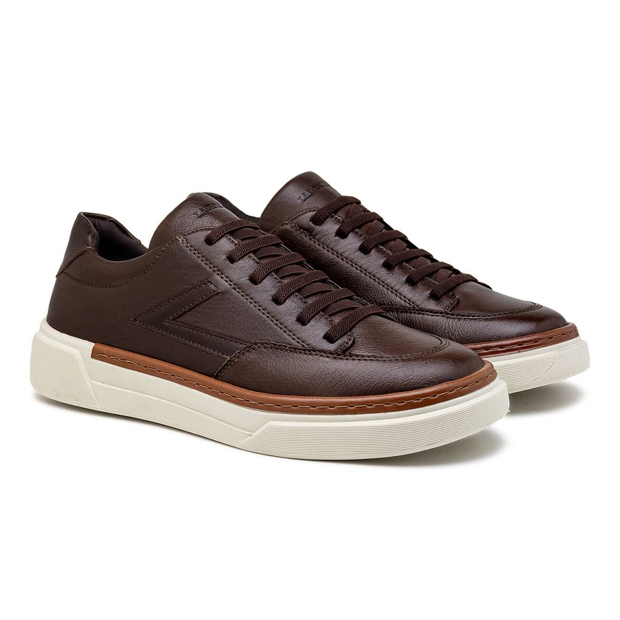 Sapatenis Casual Masculino Titanium em Couro - Café