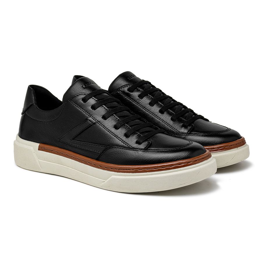 Sapatenis Casual Masculino Titanium em Couro - Preto