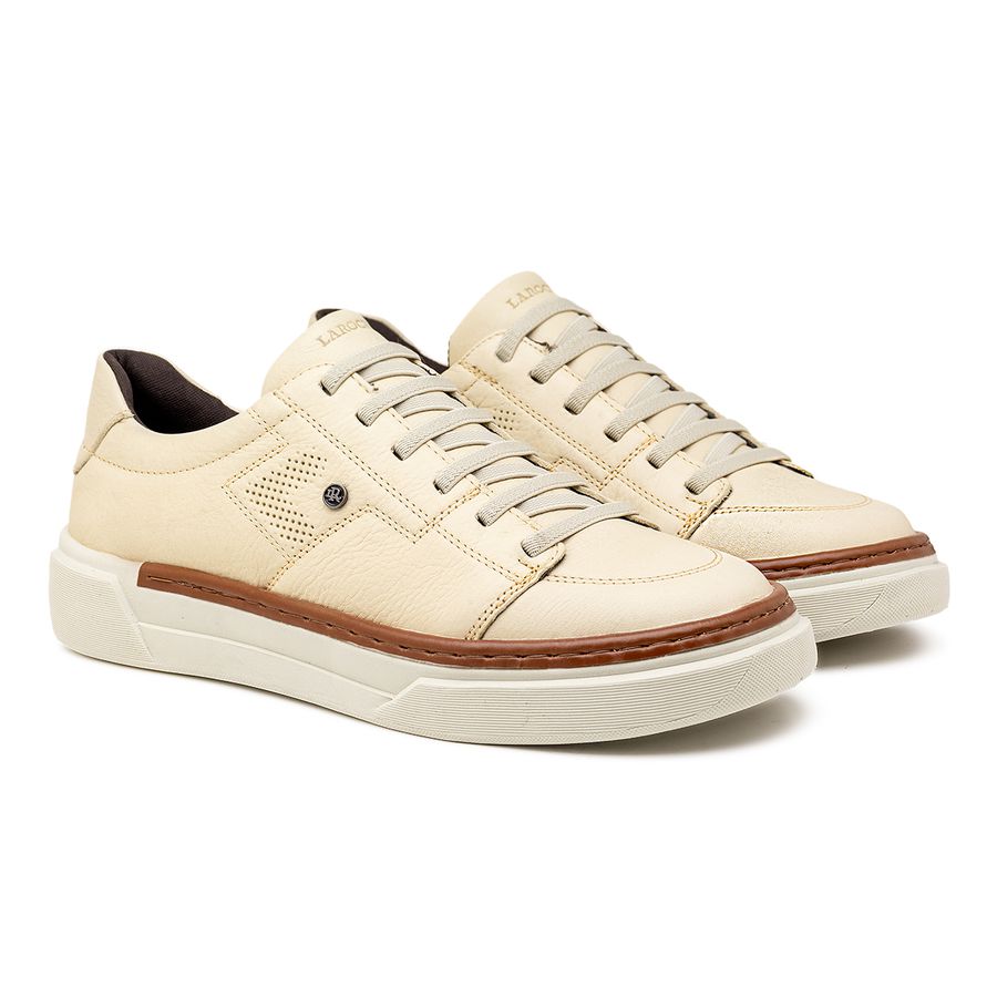 Sapatenis Casual Masculino Titanium em Couro - Marfim E L