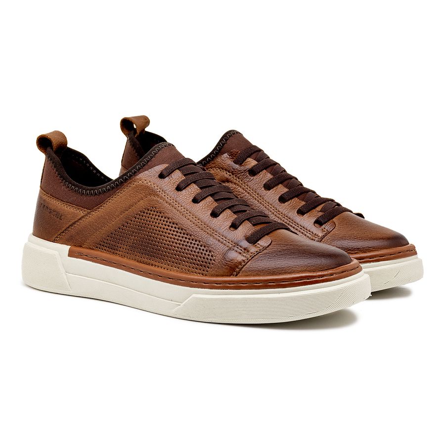 Sapatenis Casual Masculino Titanium em Couro - Chocolate