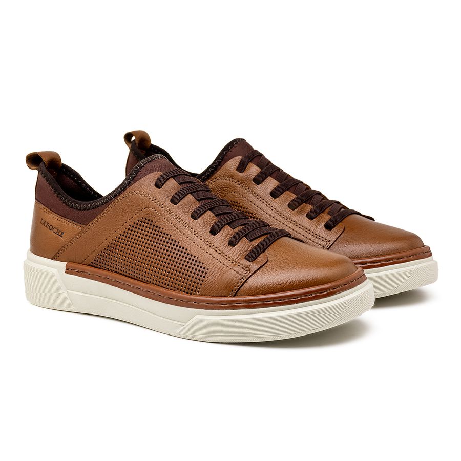 Sapatenis Casual Masculino Titanium em Couro - Conhaque E L