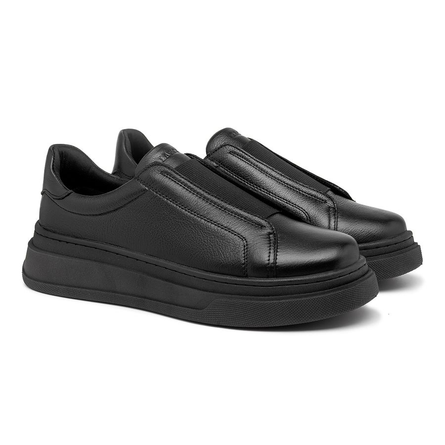 Sapatenis Casual Masculino Laroche Toquio em Couro - Preto