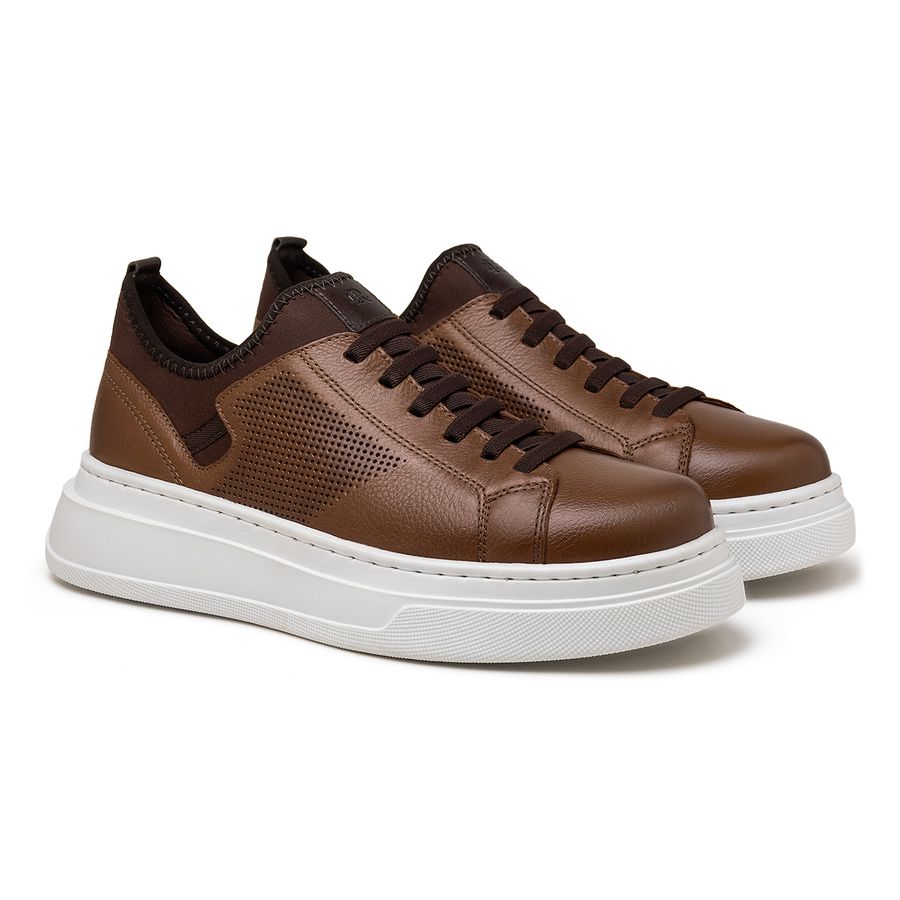 Sapatenis Casual Masculino Laroche Toquio em Couro - Chocolate