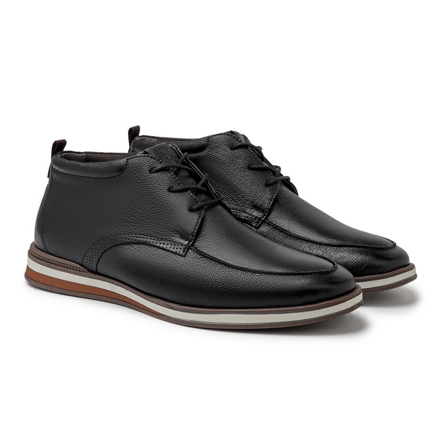 Sapato Casual Cano Médio Torino em Couro - Preto