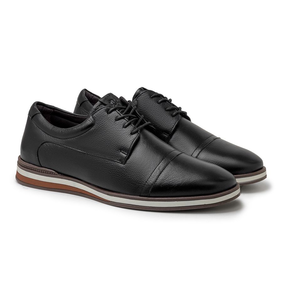 Sapato Casual Torino em Couro - Preto