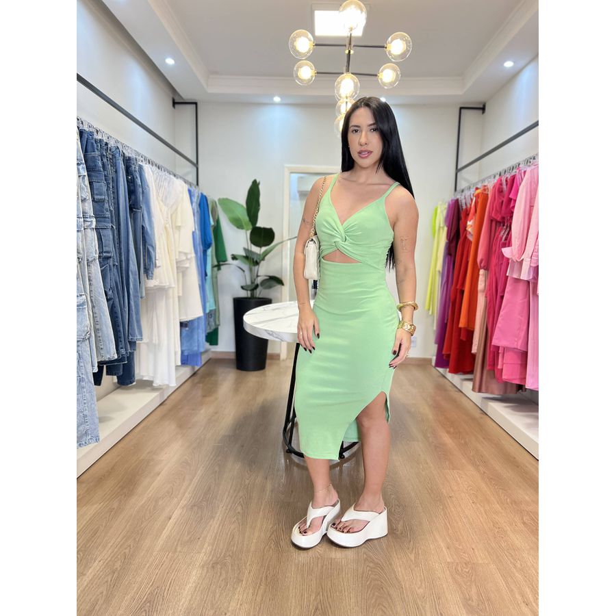 Vestido Beatriz Canelado Verde claro 