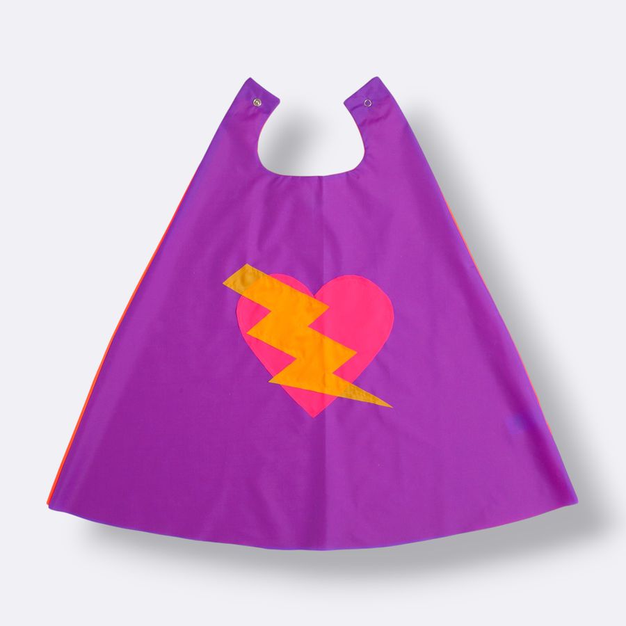 Capa Heroi Coração Roxo e Rosa P - Minibossa