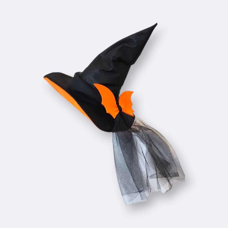 chapéu bruxa preto e laranja