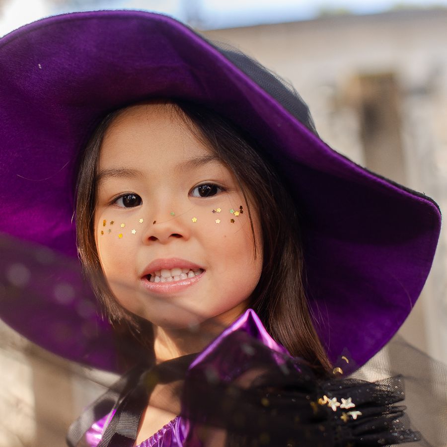 Chapéu Bruxa Preto e Roxo - Minibossa