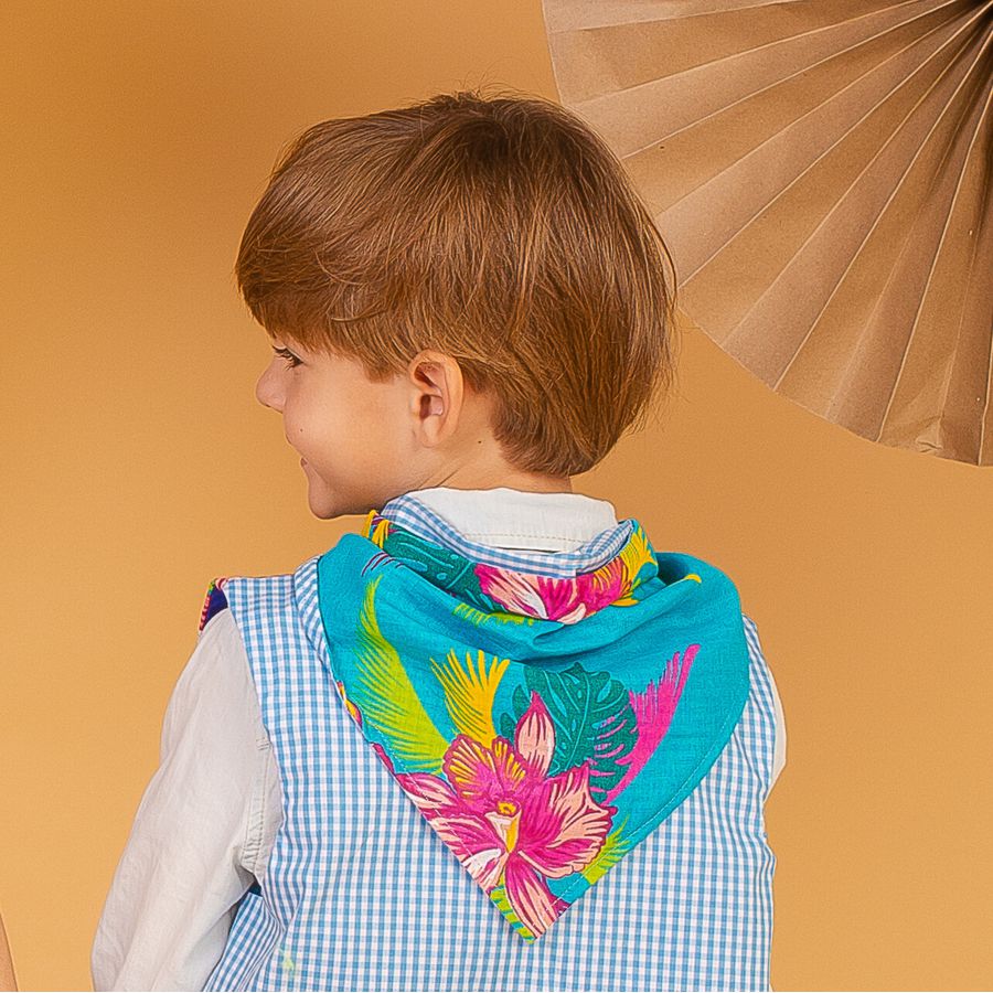 Bandana junina dupla face azul - Fantasia infantil festa junina